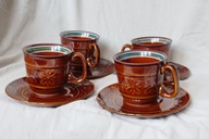 4 porcelitowe filiżanki z 6 podstawkami Pruszków dla WOŚP