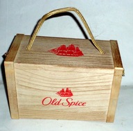Old Spice - drewniany kuferek po kosmetyku .