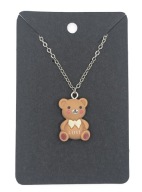 Naszyjnik Brązowy miś z kokardą LOVE żywica stal chirurgiczna 316L 45cm 2mm