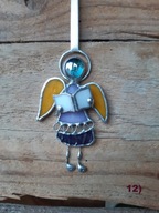 Aniołek z książeczką, witraż Tiffany’ego nr 12, zawieszka, IDEALNY PREZENT.