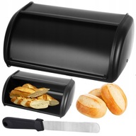 CHLEBAK POJEMNIK NA PIECZYWO STALOWY METALOWY CZARNY CHLEB BUŁKI DUŻY 36CM