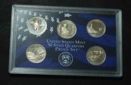 USA - 2003 - stempel lustrzany - zestaw mennica S - 5 monet - 1/4 Dolar