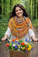 BESTSELLER_PRZEPIĘKNA WEŁNIANA MIĘKKA CIEPŁA W 3D SZYDEŁKOWA CHUSTA BOHO