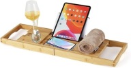 Bambusowa Półka na Wannę z Regulacją Stojak na Książki SPA do Łazienki