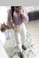 NOWA bluzka tiulowa z bufiastymi rękawami rozmiar 34 XS