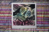 Skull. 30 × 30 cm. 2025 r. (linoryt kol.)