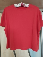 BLUZKA KRÓTKA LUŹNA Z MIĘCIUTKIEJ BAWEŁNY CZERWONA R.44