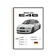 PLAKAT SAMOCHÓD BMW E46 M3, MOTORYZACJA, PLAKATY NA ŚCIANĘ, DEKORACJE, DOM