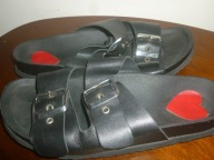 KLAPKI-SANDAŁKI-LOVE MOSCHINO-R-38-WKŁ-23,5CM-CUDNE.-SKÓRA NATURALNA.