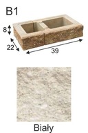 Ogrodzenie łupane, pustak łupany, bloczek Combet B1 39x22x8cm Biała-kremowy