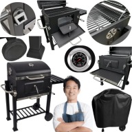 GRILL WĘGLOWY DUŻY 113CM ANGULAR RUSZT ŻELIWNY + PŁYTA ŻELIWNA I POKROWIEC