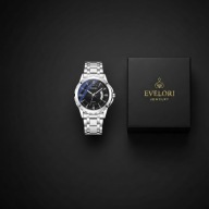 Biznesowy Zegarek Męski Srebrny STAL Nierdzewna Datownik