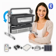 ŁÓŻECZKO DZIECIĘCE Z FUNKCJĄ AUTOMATYCZNEGO BUJANIA I PUSZCZANIA MUZYKI