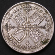 Wielka Brytania 1 florin 1936 - król Jerzy V - srebro