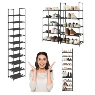 STOJAK MODUŁOWY NA BUTY 10 POZIOMOWY METALOWY CZARNY REGAŁ DO PRZEDPOKOJU
