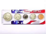 zestaw monet USA 1+5+10+25+50 centow w plastikowym holderze zestaw 2