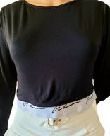 BOOHOO CZARNA KRÓTKA BLUZA BLUZKA NA DŁUGI RĘKAW TOP 42 XL