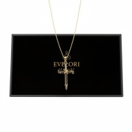 Gotycki Naszyjnik KRZYŻ Gwoździe Złoto-Czarny STAL Hip Hop