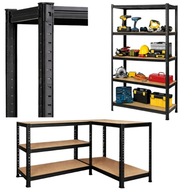 REGAŁ MAGAZYNOWY METALOWY THOMAS 180x90x40 CZARNY 875KG 5 PÓŁEK REGULACJA