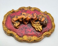 Anioł ANIOŁEK bardzo STARA figurka płaskorzeźba 14 cm