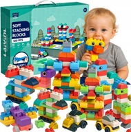 KLOCKI GUMOWE MIĘKKIE SENSORYCZNE KONSTRUKCYJNE DUŻE ZESTAW XXL 120 SZT