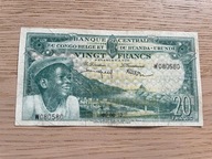 Kongo Belgijskie - 20 franków - 1957 - rzadki