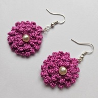 Kolczyki rękodzieło na szydełku kwiatek