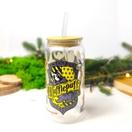 Szklanka z pokrywką i słomką 550 ml dla fanów Harry'ego Pottera Hufflepuff