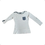 Bluzka damska w paski różowe białe z kieszonką z długim rękawem XS Reserved