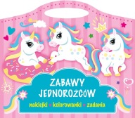 ZABAWY JEDNOROŻCÓW NAKLEJKI KOLOROWANKI MAGICZNE ZADANIA