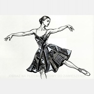 Baletnica szkic obraz na płótnie 55x80 kobieta w tańcu ołówek czarno biały