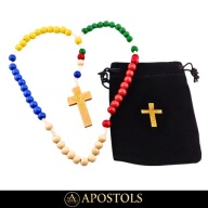 Różaniec misyjny drewniany kolorowy+ etui woreczek Dodatek prezent APOSTOLS