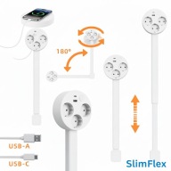 SlimFlex 180° Rozdzielacz 3 Gniazda Płaski Za Meble Do Ciasnych Miejsc