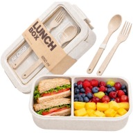 LUNCHBOX ŚNIADANÓWKA PUDEŁKO POJEMNIK NA JEDZENIE PRZEGRÓDKI SZTUĆCE 850ml