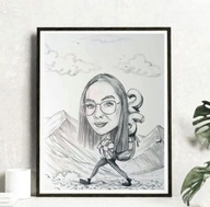 KARYKATURA ZE ZDJĘCIA 1 OSOBA A3 RĘCZNIE RYSOWANA