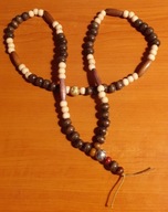 Różaniec Tybet. Mala długa, BRĄZ, Budda, drewno