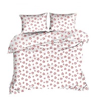 pościel bawełna lux 200x200 + 2x60x70 zamek B 207 walentynka biała