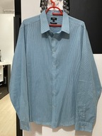 J Koszula F&F jasnoniebieska cienki pionowe paski duża 3XL