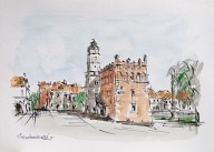 Sandomierz akwarela format a4 autor R. Kępa