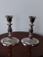 Dwa , stare , srebrzone świeczniki