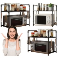 ORGANIZER NAD MIKROFALÓWKĘ OPIEKACZ REGAŁ PÓŁKA NA PRZYPRAWY CZARNY KUCHNIA