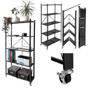 REGAŁ METALOWY MAGAZYNOWY GARAŻOWY SKŁADANY NA KÓŁKACH 160X40CM 5X40KG