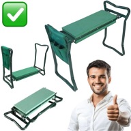 KRZESŁO OGRODOWE METALOWE ZIELONE KLĘCZNIK ŁAWKA TABORET ORGANIZER MOCNY