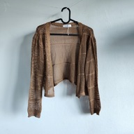 Lekki cynamonowy sweterek ażurowa narzutka Goodluck 38 typu szydełko (002)