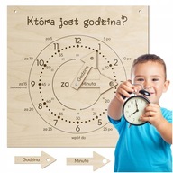 ZEGAR EDUKACYJNY dla dzieci do NAUKI GODZIN w domu prezent dla dziecka XXL