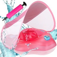 KOŁO DO PŁYWANIA Z DASZKIEM PONTON DMUCHANY DLA DZIECI + POMPKA