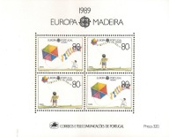 Portugalia Madera 1989 Znaczki Blok 10 ** Europa CEPT dzieci gry i zabawy