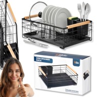 SUSZARKA OCIEKACZ DO NACZYŃ SZTUĆCE CZARNY STOJĄCY DO SZAFKI SOLIDNY DUŻYY