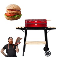 GRILL WĘGLOWY Z RUSZTEM PRZENOŚNY REGULOWANY OGRODOWY NA KÓŁKACH