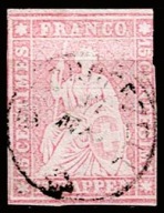 SZWAJCARIA 1854 – STRUBEL 15 r. – RZADKI NOMINAŁ –Pełne marginesy – Klasyka